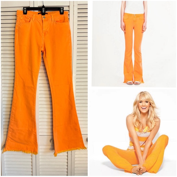 Rare Neon Orange Martini Flare Mid-rise Jeans Women’s Size 29 - Picture 1 of 9